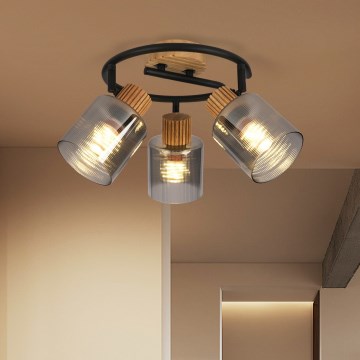 Brilagi - Virzāmais gaismeklis HYGGE 3xE14/15W/230V gumijas koks/dūmotais