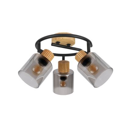 Brilagi - Virzāmais gaismeklis HYGGE 3xE14/15W/230V gumijas koks/dūmotais