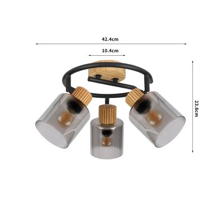 Brilagi - Virzāmais gaismeklis HYGGE 3xE14/15W/230V gumijas koks/dūmotais