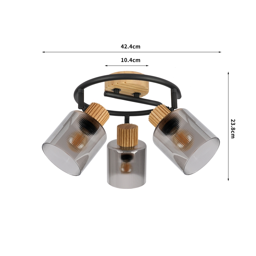 Brilagi - Virzāmais gaismeklis HYGGE 3xE14/15W/230V gumijas koks/dūmotais