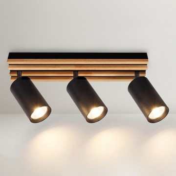 Brilagi - Virzāmais gaismeklis SELE WOOD 3xGU10/30W/230V melns/koks