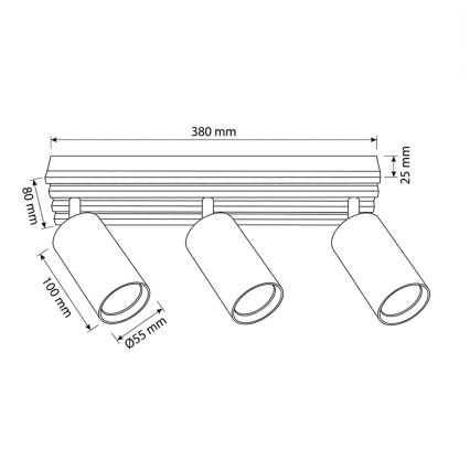 Brilagi - Virzāmais gaismeklis SELE WOOD 3xGU10/30W/230V melns/koks