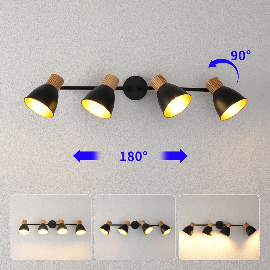 Brilagi - Virzāms gaismeklis ODENSE 4xE14/10W/230V kaučuka koks/melns
