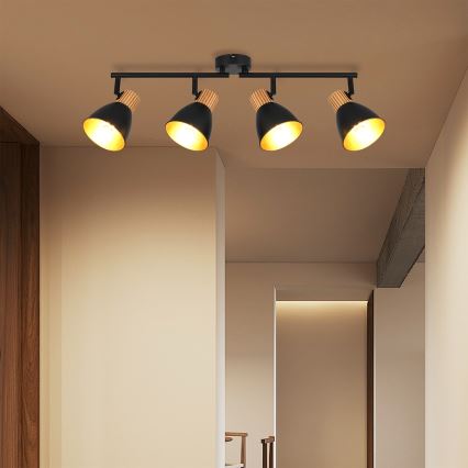 Brilagi - Virzāms gaismeklis ODENSE 4xE14/10W/230V kaučuka koks/melns