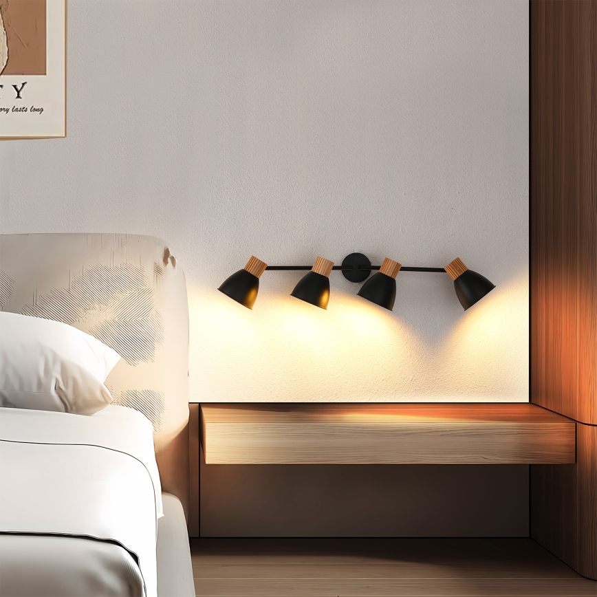 Brilagi - Virzāms gaismeklis ODENSE 4xE14/10W/230V kaučuka koks/melns