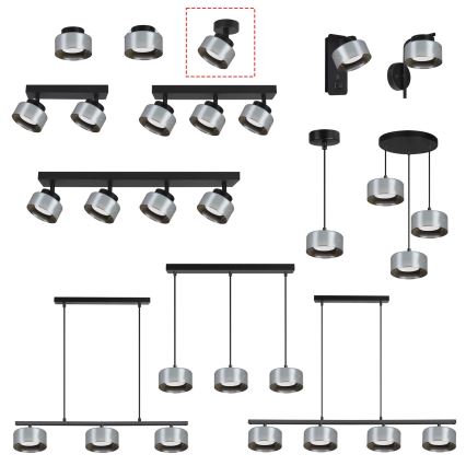 Brilagi - Virziena gaismeklis AURA LUX 1xGX53/30W/230V Ø 13 cm melns/dūmains