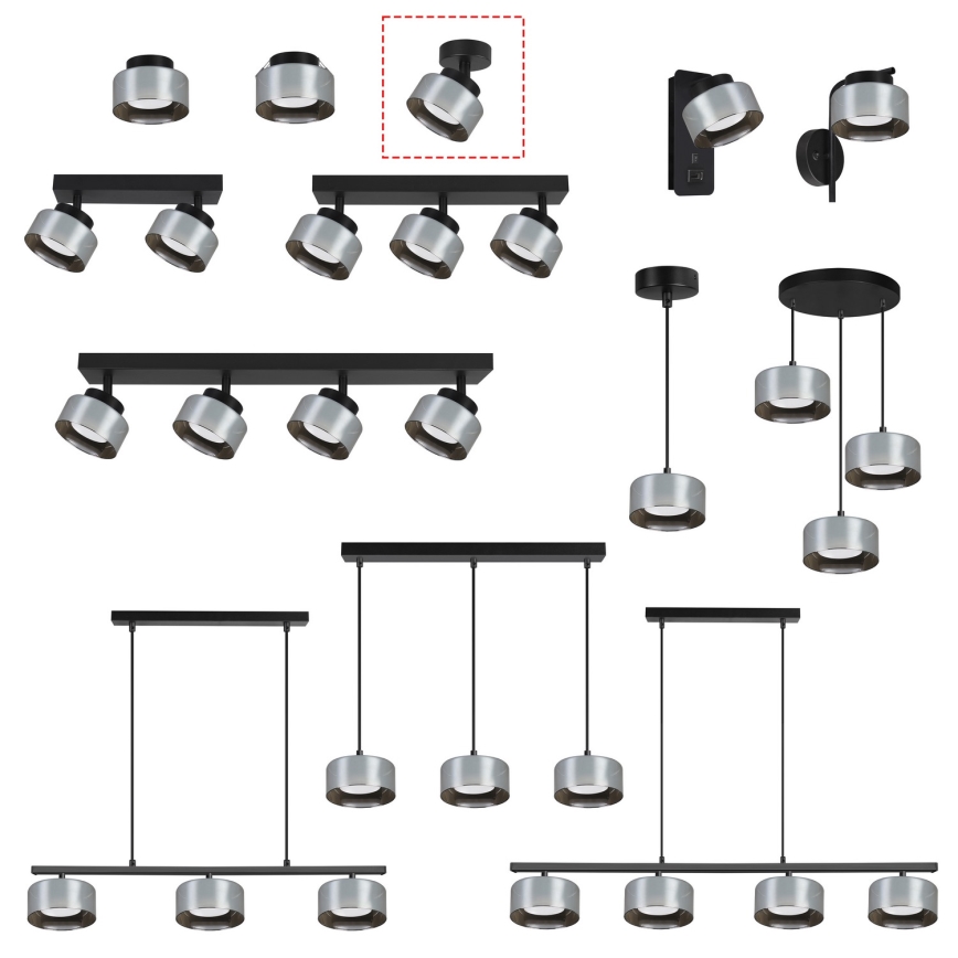 Brilagi - Virziena gaismeklis AURA LUX 1xGX53/30W/230V Ø 13 cm melns/dūmains