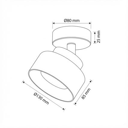 Brilagi - Virziena gaismeklis AURA LUX 1xGX53/30W/230V, Ø 13 cm, melns/zelts