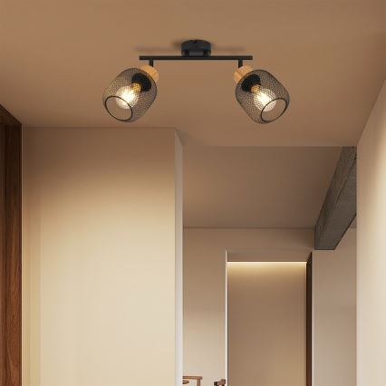 Brilagi - Virziena gaismeklis BASKLITE 2xE27/15W/230V gumijas koks/melns