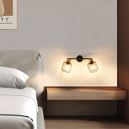 Brilagi - Virziena gaismeklis BASKLITE 2xE27/15W/230V gumijas koks/melns