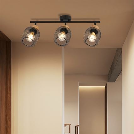 Brilagi - Virziena gaismeklis BASKLITE 3xE27/15W/230V kaučuka koks/melna