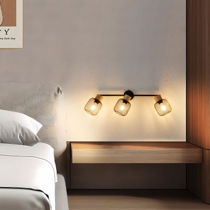 Brilagi - Virziena gaismeklis BASKLITE 3xE27/15W/230V kaučuka koks/melna