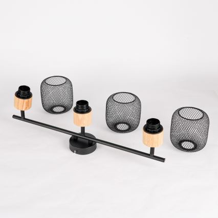 Brilagi - Virziena gaismeklis BASKLITE 3xE27/15W/230V koka/melns