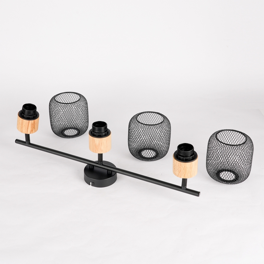 Brilagi - Virziena gaismeklis BASKLITE 3xE27/15W/230V koka/melns