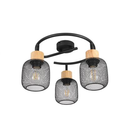 Brilagi - Virziena gaismeklis BASKLITE 3xE27/15W/230V koka/melns