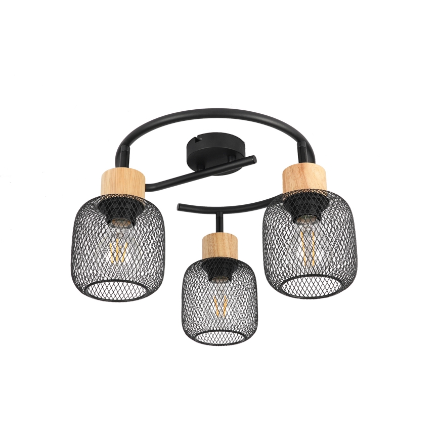 Brilagi - Virziena gaismeklis BASKLITE 3xE27/15W/230V koka/melns