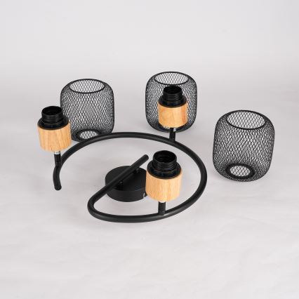 Brilagi - Virziena gaismeklis BASKLITE 3xE27/15W/230V koka/melns