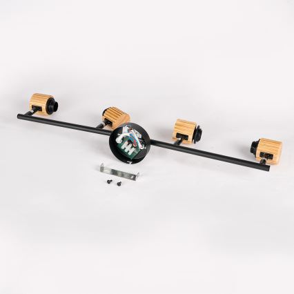 Brilagi - Virziena gaismeklis BASKLITE 4xE27/15W/230V kaučuka koks/melns