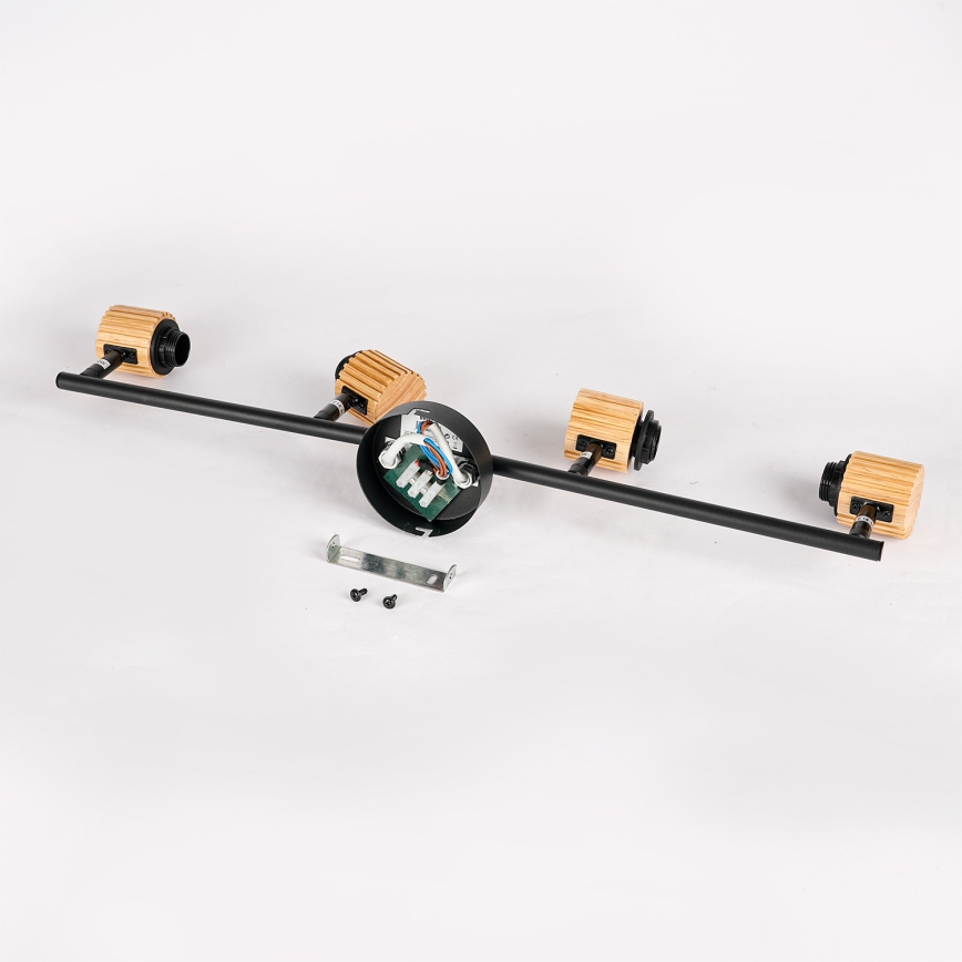 Brilagi - Virziena gaismeklis BASKLITE 4xE27/15W/230V kaučuka koks/melns