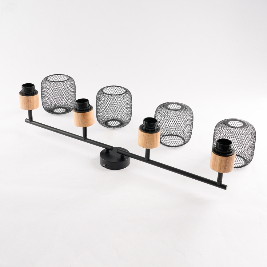 Brilagi - Virziena gaismeklis BASKLITE 4xE27/15W/230V kaučuka koks/melns