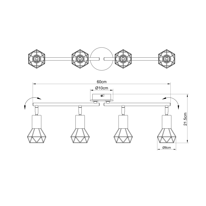 Brilagi - Virziena gaismeklis CAGE 4xE14/40W/230V