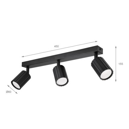 Brilagi - Virziena gaismeklis CRISPINA 3xGU10/10W/230V melns