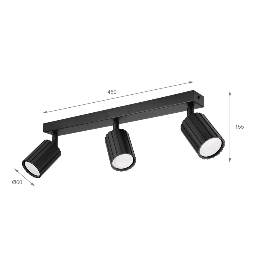 Brilagi - Virziena gaismeklis CRISPINA 3xGU10/10W/230V melns