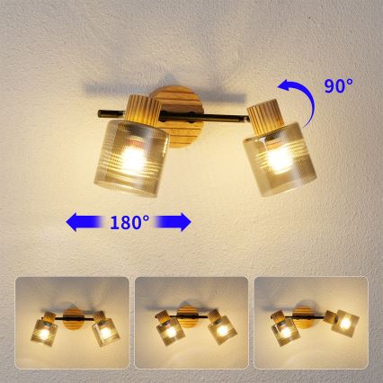 Brilagi - Virziena gaismeklis HYGGE 2xE14/15W/230V kaučuka koksne/dūmaina