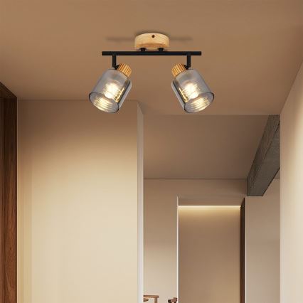 Brilagi - Virziena gaismeklis HYGGE 2xE14/15W/230V kaučuka koksne/dūmaina