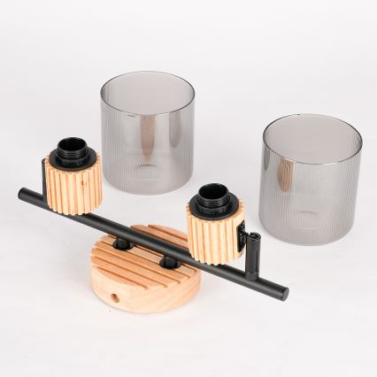 Brilagi - Virziena gaismeklis HYGGE 2xE14/15W/230V kaučuka koksne/dūmaina