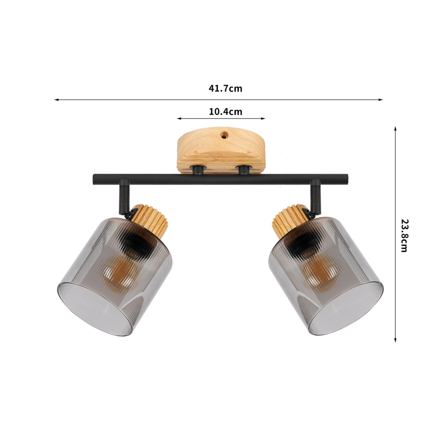 Brilagi - Virziena gaismeklis HYGGE 2xE14/15W/230V kaučuka koksne/dūmaina