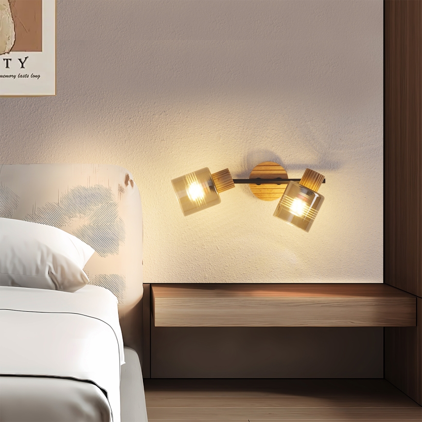 Brilagi - Virziena gaismeklis HYGGE 2xE14/15W/230V koks/dūmakains