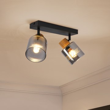 Brilagi - Virziena gaismeklis HYGGE 2xE14/15W/230V melns/dūmains