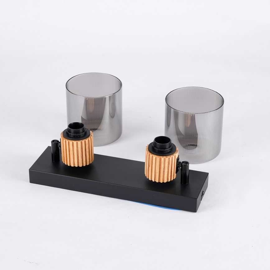 Brilagi - Virziena gaismeklis HYGGE 2xE14/15W/230V melns/dūmains