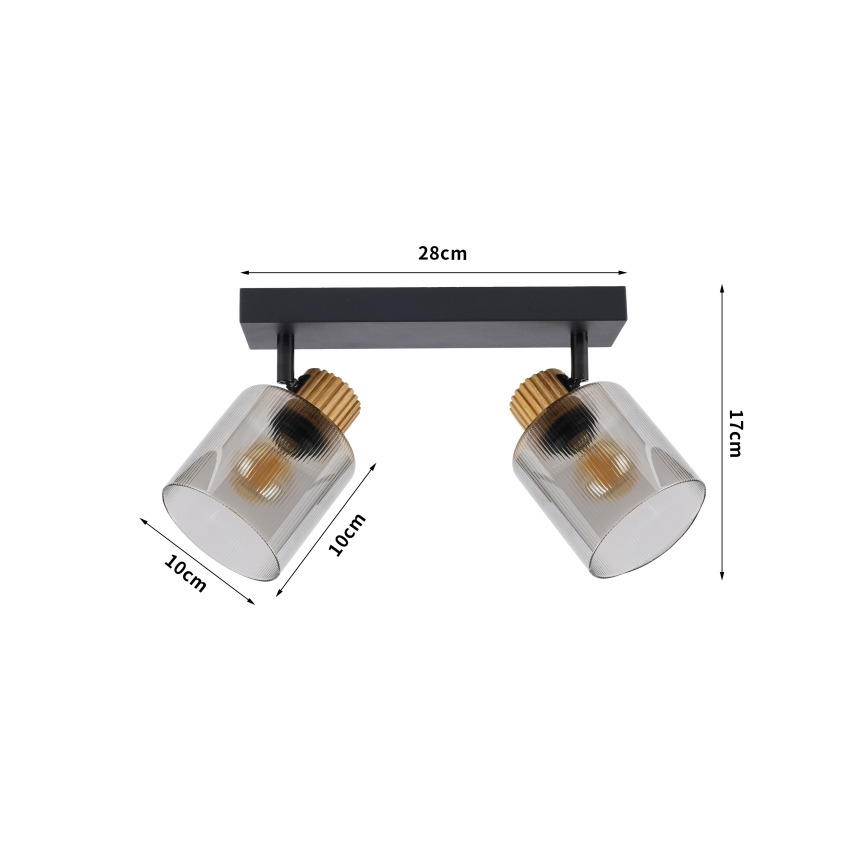 Brilagi - Virziena gaismeklis HYGGE 2xE14/15W/230V melns/dūmains