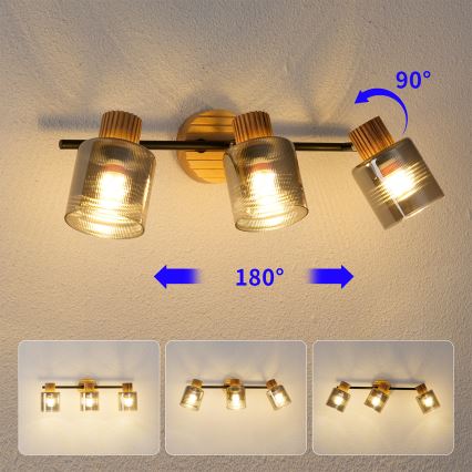 Brilagi - Virziena gaismeklis HYGGE 3xE14/15W/230V kaučuka koks/dūmakains
