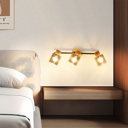 Brilagi - Virziena gaismeklis HYGGE 3xE14/15W/230V kaučuka koks/dūmakains