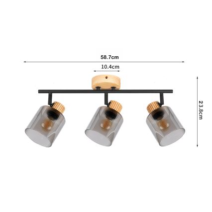Brilagi - Virziena gaismeklis HYGGE 3xE14/15W/230V kaučuka koks/dūmakains