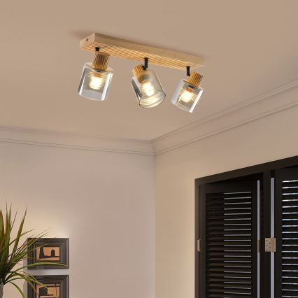 Brilagi - Virziena gaismeklis HYGGE 3xE14/15W/230V kaučuka koks/dūmakains