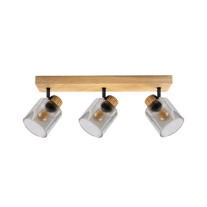 Brilagi - Virziena gaismeklis HYGGE 3xE14/15W/230V kaučuka koks/dūmakains