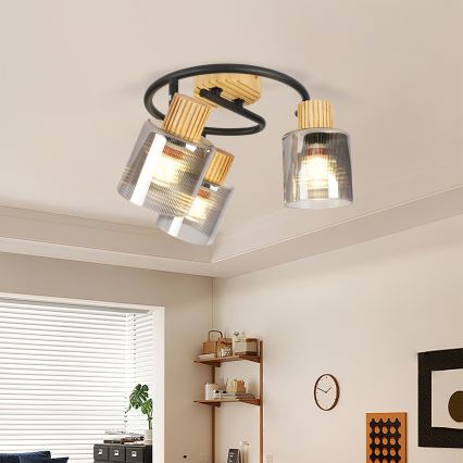 Brilagi - virziena gaismeklis HYGGE 3xE14/15W/230V koka/dūmaina