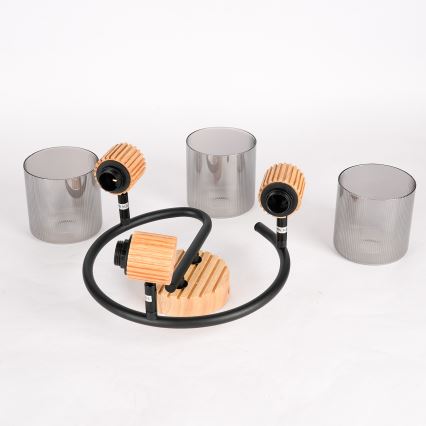 Brilagi - virziena gaismeklis HYGGE 3xE14/15W/230V koka/dūmaina