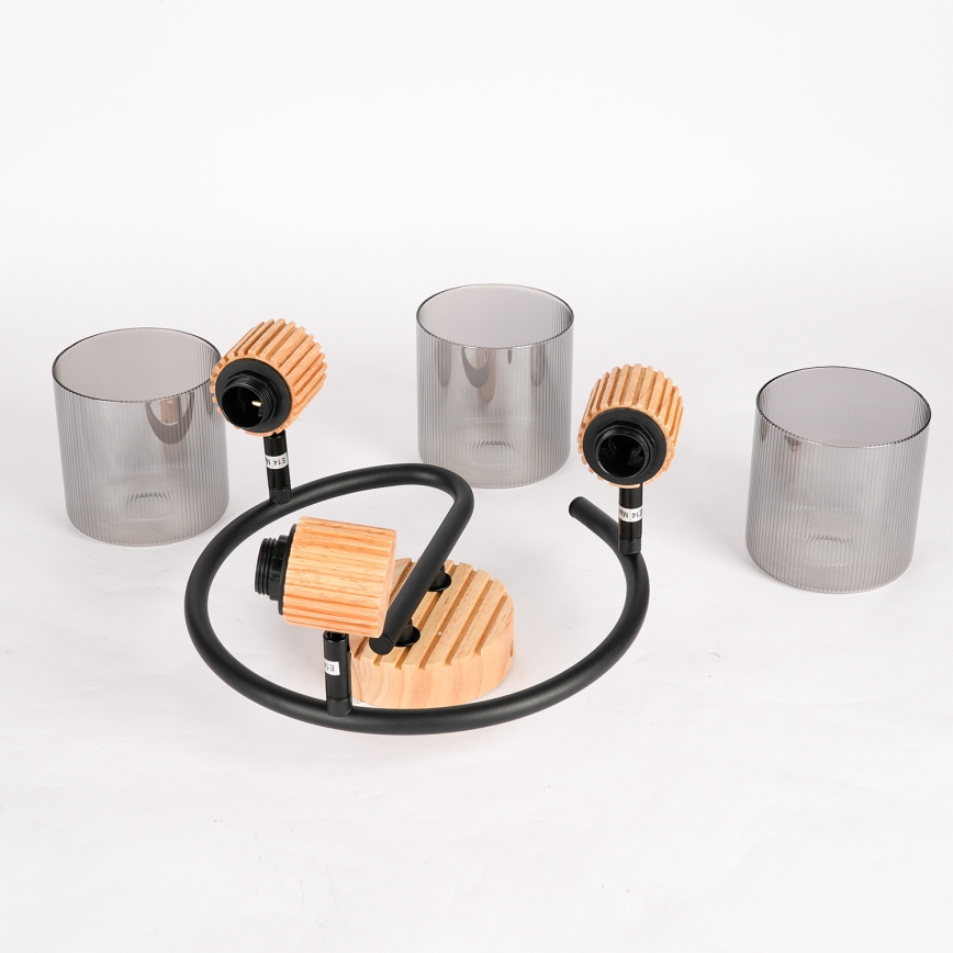 Brilagi - virziena gaismeklis HYGGE 3xE14/15W/230V koka/dūmaina