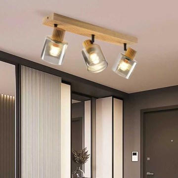 Brilagi - Virziena gaismeklis HYGGE 3xE14/15W/230V koka/dūmainais