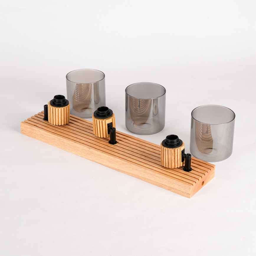 Brilagi - Virziena gaismeklis HYGGE 3xE14/15W/230V koka/dūmainais