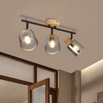 Brilagi - virziena gaismeklis HYGGE 3xE14/15W/230V, koka/dūmu tonis