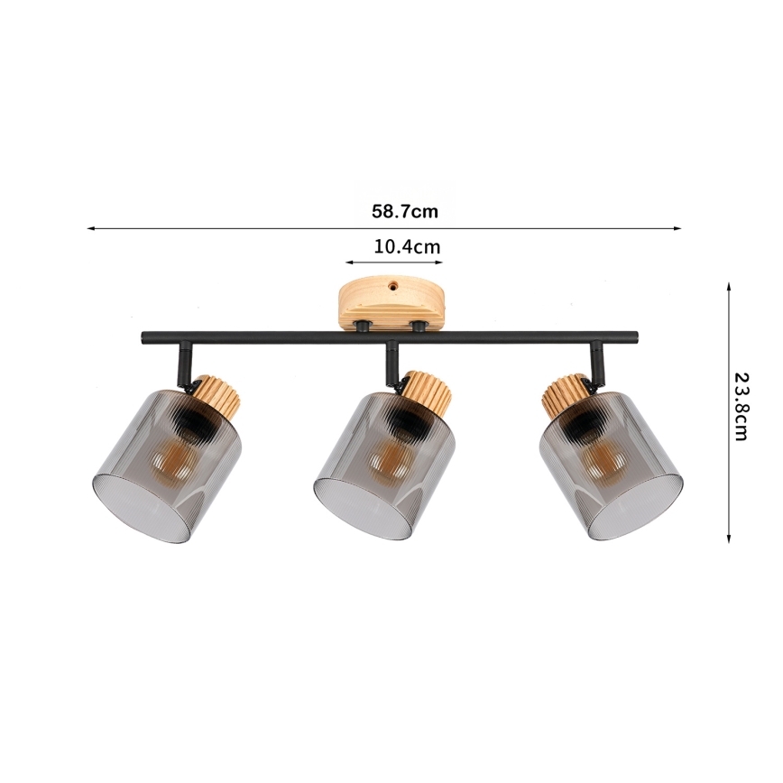 Brilagi - virziena gaismeklis HYGGE 3xE14/15W/230V, koka/dūmu tonis