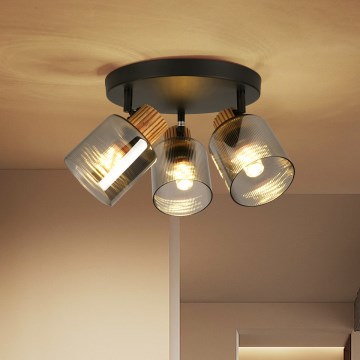 Brilagi - Virziena gaismeklis HYGGE 3xE14/15W/230V melns/dūmainais