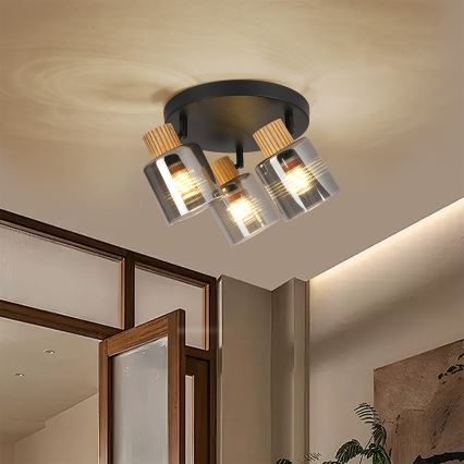 Brilagi - Virziena gaismeklis HYGGE 3xE14/15W/230V melns/dūmainais