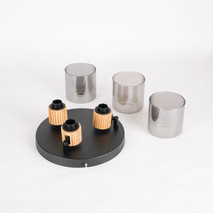 Brilagi - Virziena gaismeklis HYGGE 3xE14/15W/230V melns/dūmainais